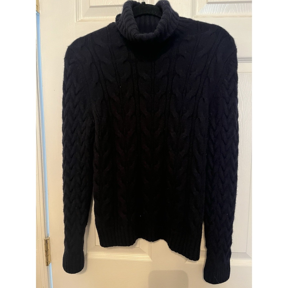Brooks Brothers Black Cable Knit Turtleneck Sweater